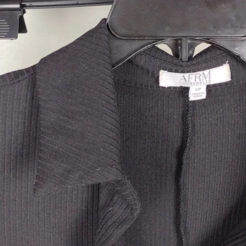 AFRM Black Short Sleeve Button Front Dress Size Small (4-6) NWT - Picture 15 of 15